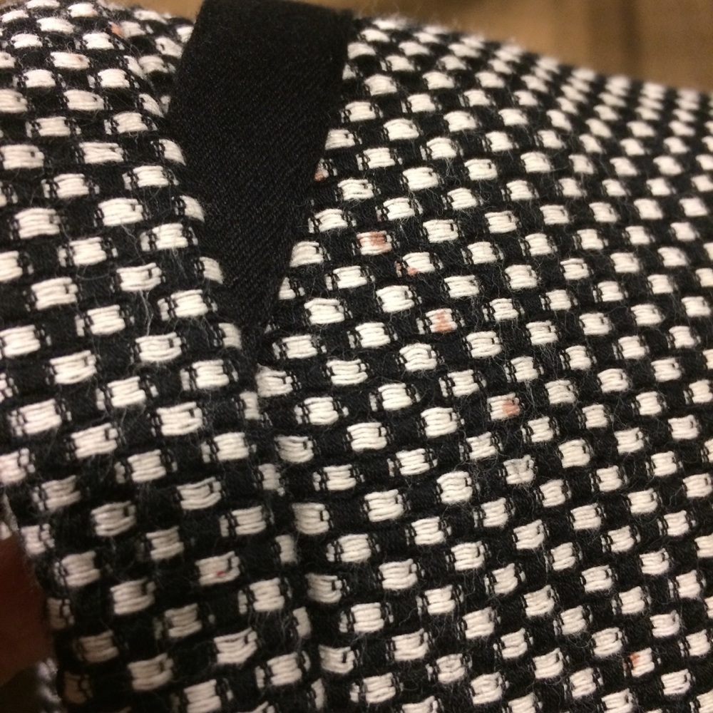 Loft Career Skirt Woven Lined Black White Pockets - Picture 8 of 8